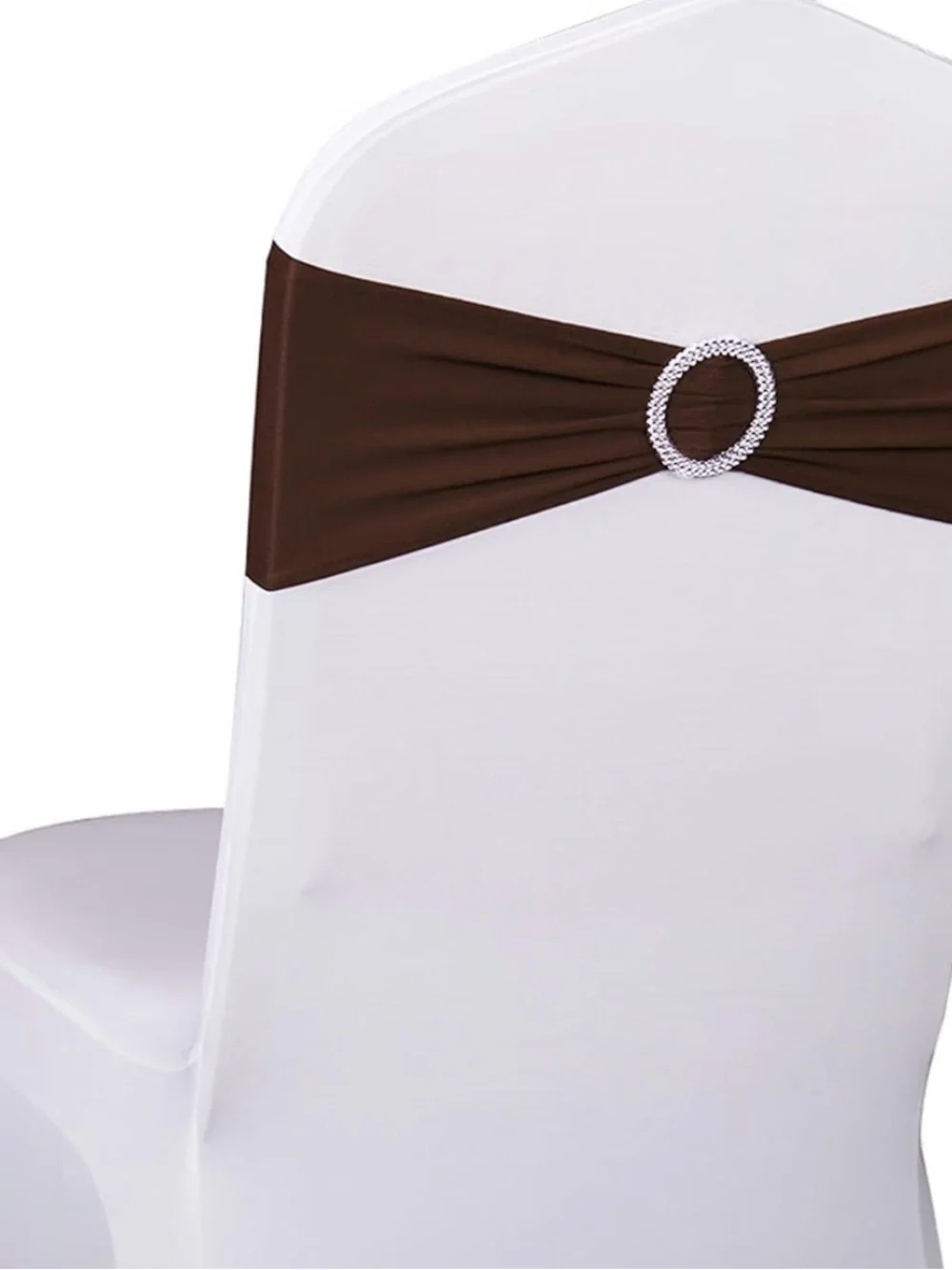 Chocolate Brown Chair Sashes 100 Pack Chair Bow Bands Silver Buckle